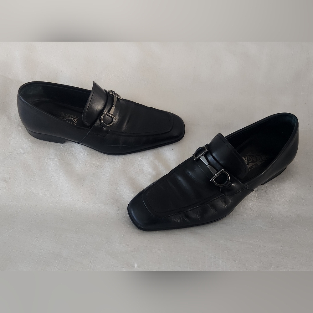 Salvatore Ferragamo Black Leather Bit Loafers